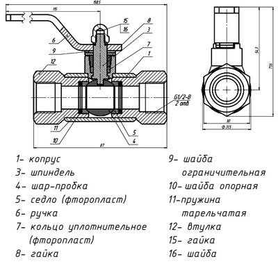 Рис.1. Габаритный чертеж крана разобщительного 1501