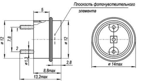 Габаритные размеры фотодиода ФД-287