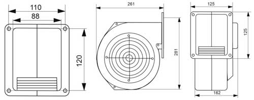 Рис.1. Чертеж нагнетательного вентилятора G2E 180 EH 03-01