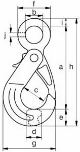 Рис.1. Чертеж крюка самозакрывающегося с проушиной XLO