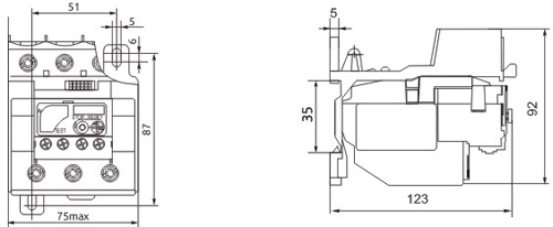 Рис.1. Габариты теплового реле FTR 93A 37-50