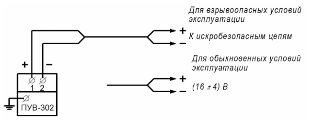 "Схема соединений преобразователя ПУВ-302"