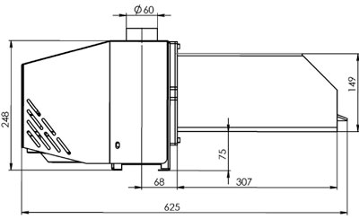 Рис.1. Схема габаритных размеров горелки AIR Pellet 50 кВт 